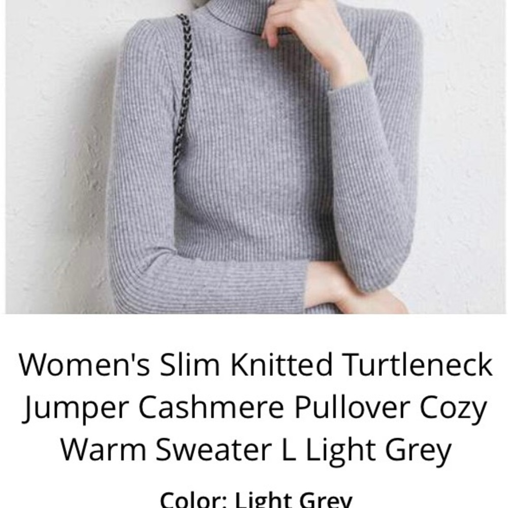 Women's Slim Knitted Turtleneck Jumper Cashmere Pullover Cozy Warm Sweater XL.